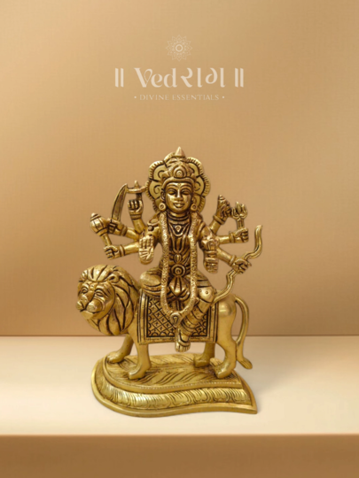 Brass Adishakti Devi Idol | Handcrafted Goddess Durga Statue | Symbol of Power, Energy & Divine Protection