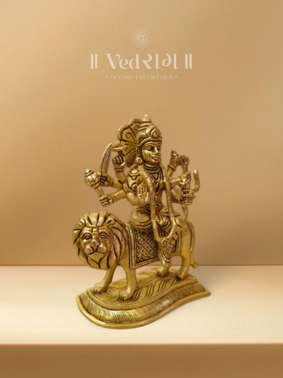 Brass Adishakti Devi Idol | Handcrafted Goddess Durga Statue | Symbol of Power, Energy & Divine Protection