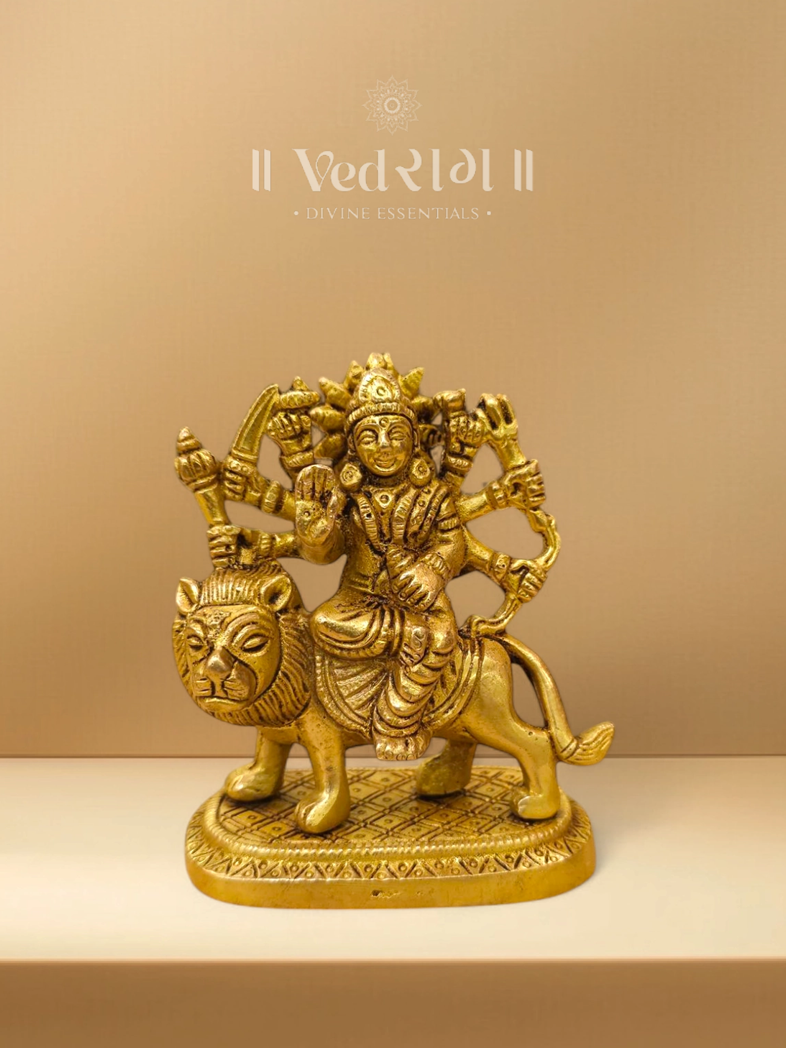 Brass Bhujangabhushana Idol | Handcrafted Goddess Durga Statue | Divine Brass Murti with Serpent Adornment