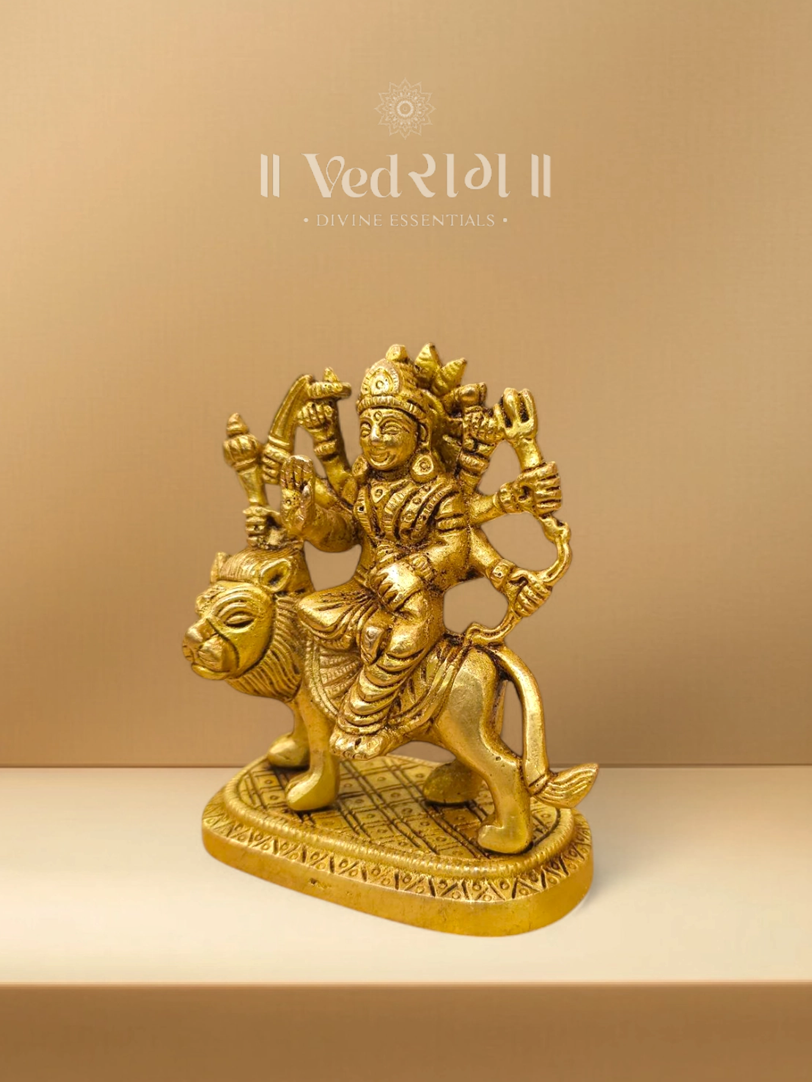 Brass Bhujangabhushana Idol | Handcrafted Goddess Durga Statue | Divine Brass Murti with Serpent Adornment