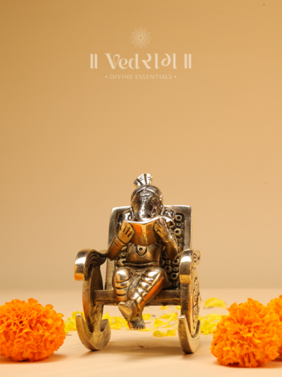 Brass Chair Ganesha Idol | Royal Ganpati Murti on Throne | Handcrafted Brass Ganesha Statue for Home, Office & Temple