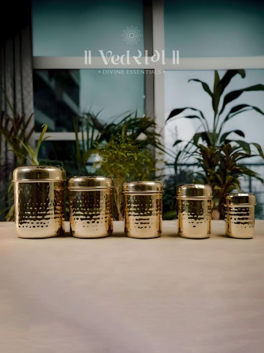 Brass Container | Premium Storage Jar for Kitchen & Pooja Essentials | Traditional Handcrafted Brass Box