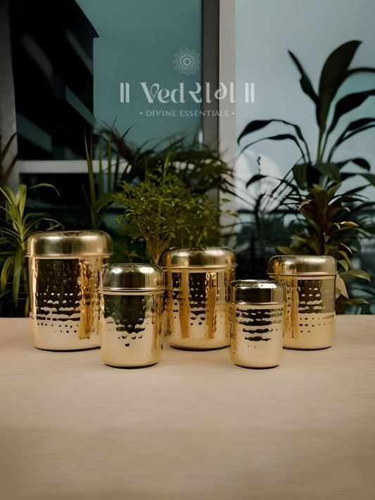 Brass Container | Premium Storage Jar for Kitchen & Pooja Essentials | Traditional Handcrafted Brass Box  20