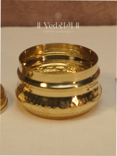 Brass Ghee Pot with Spoon | Traditional Handcrafted Storage Container | Pure Brass Ghee Server for Kitchen & Pooja