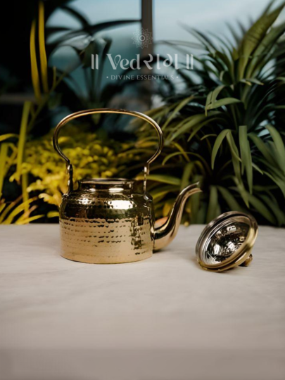 Brass Kettle & Tea Pot | Handcrafted Traditional Brass Teapot | Elegant & Durable Tea Brewer for Home & Café 020