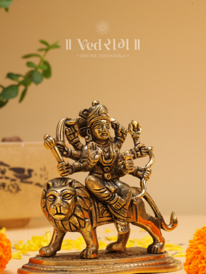 Brass Maa Shoolni Durga Idol | Divine Goddess Durga Statue for Protection & Power | Handcrafted Brass Murti for Home Temple & Décor