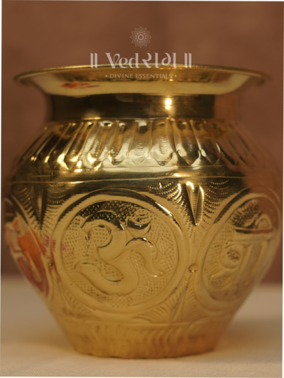 Brass Pooja Kalash & Lota | Traditional Puja Vessel for Rituals & Offerings | Handcrafted Brass Water Pot 02
