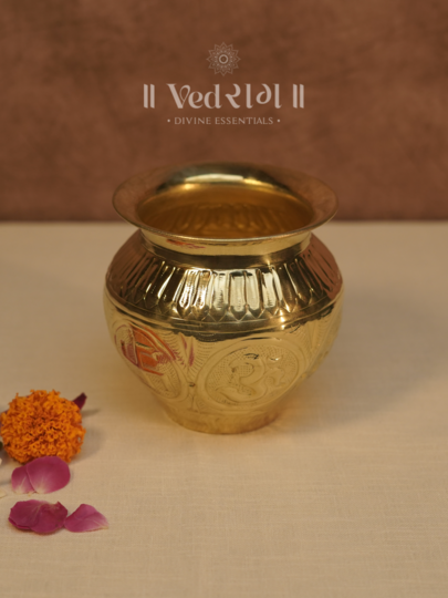 Brass Pooja Kalash & Lota | Traditional Puja Vessel for Rituals & Offerings | Handcrafted Brass Water Pot