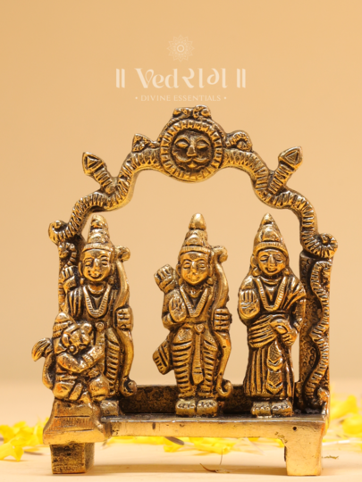 Brass Ram Parivar | Divine Lord Ram, Sita, Lakshman & Hanuman Idol | Spiritual Home & Temple Decor
