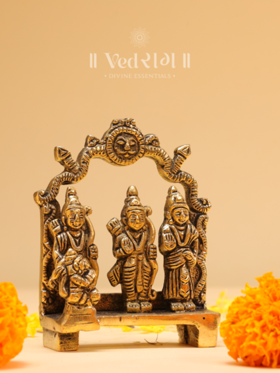 Brass Ram Parivar | Divine Lord Ram, Sita, Lakshman & Hanuman Idol | Spiritual Home & Temple Decor