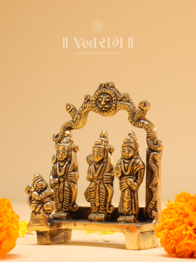Brass Ram Parivar | Divine Lord Ram, Sita, Lakshman & Hanuman Idol | Spiritual Home & Temple Decor