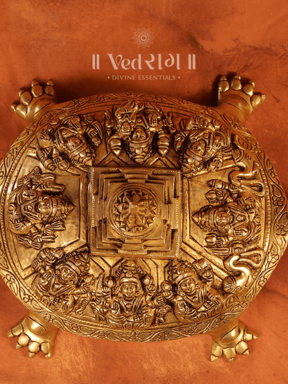 Brass Meru Ashtalakshmi Tortoise | Sacred Vastu & Feng Shui Symbol | Handcrafted Brass Tortoise for Wealth & Prosperity