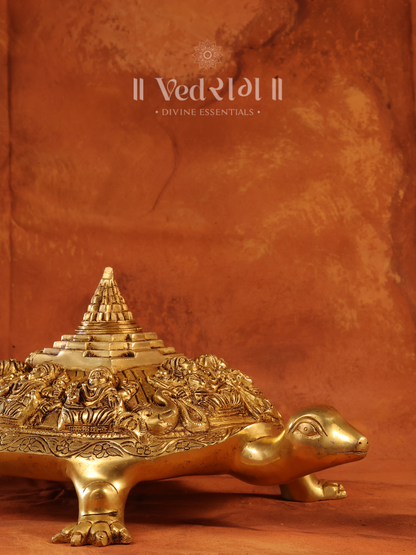 Brass Meru Ashtalakshmi Tortoise | Sacred Vastu & Feng Shui Symbol | Handcrafted Brass Tortoise for Wealth & Prosperity