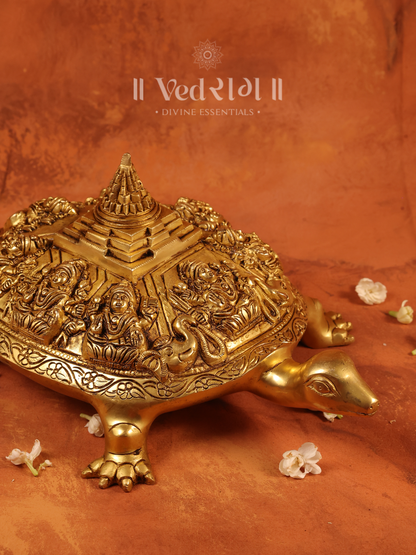 Brass Meru Ashtalakshmi Tortoise | Sacred Vastu & Feng Shui Symbol | Handcrafted Brass Tortoise for Wealth & Prosperity