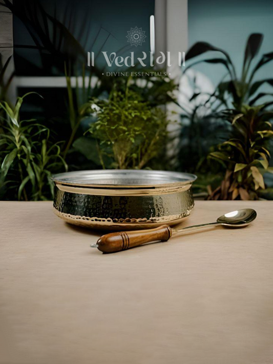 Brass Lagan | Traditional Indian Brass Cooking & Serving Vessel | Handcrafted Heavy-Duty Brass Utensil