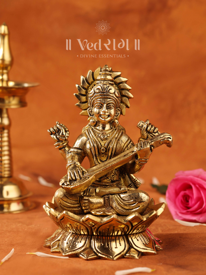 Brass Kavya Statue | Exquisite Handcrafted Idol Symbolizing Art & Wisdom | Perfect for Home, Temple & Meditation Spaces