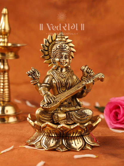 Brass Kavya Statue | Exquisite Handcrafted Idol Symbolizing Art & Wisdom | Perfect for Home, Temple & Meditation Spaces