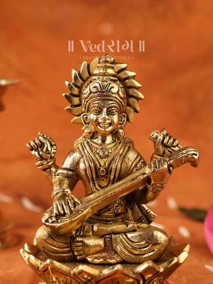 Brass Kavya Statue | Exquisite Handcrafted Idol Symbolizing Art & Wisdom | Perfect for Home, Temple & Meditation Spaces