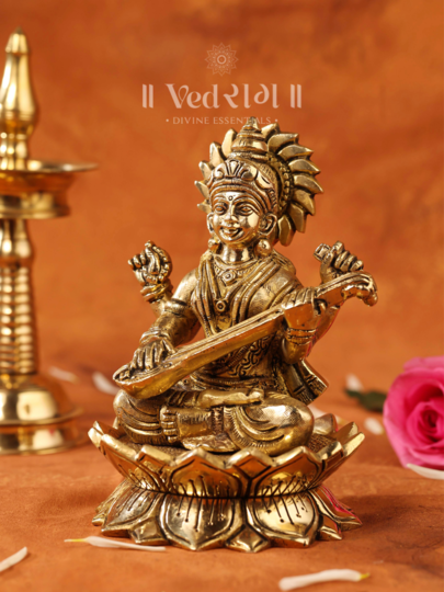 Brass Kavya Statue | Exquisite Handcrafted Idol Symbolizing Art & Wisdom | Perfect for Home, Temple & Meditation Spaces