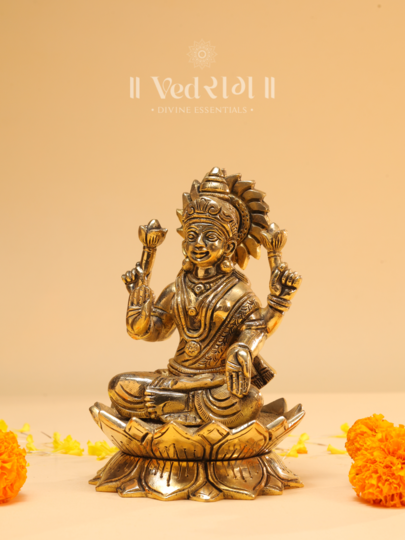 Brass Lakshmi Ganesh Idol | Auspicious Laxmi Ganesh Murti for Wealth & Prosperity | Home & Temple Decor