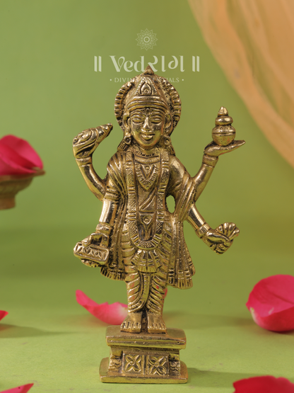 Brass Sushruta Dhanvantri Idol | Handcrafted Brass Statue of the God of Ayurveda & Healing | Vastu & Puja Idol for Health & Well-being | Antique Finish Décor