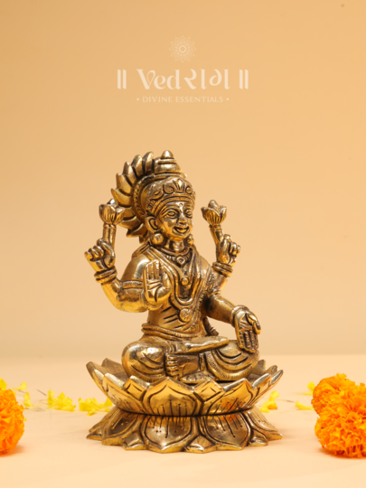 Brass Lakshmi Ganesh Idol | Auspicious Laxmi Ganesh Murti for Wealth & Prosperity | Home & Temple Decor