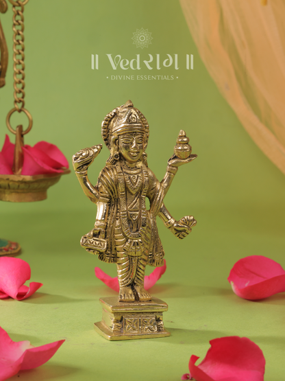 Brass Sushruta Dhanvantri Idol | Handcrafted Brass Statue of the God of Ayurveda & Healing | Vastu & Puja Idol for Health & Well-being | Antique Finish Décor