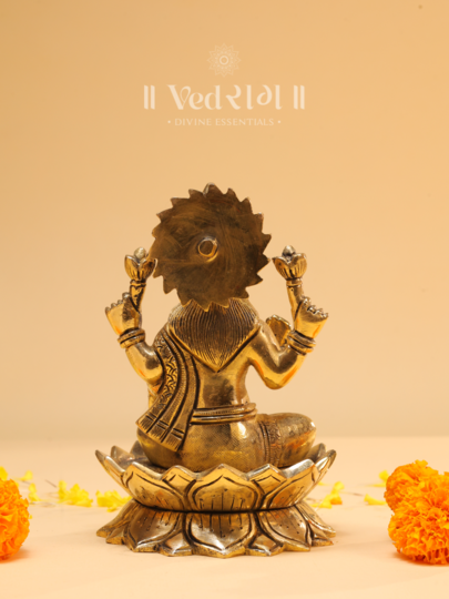 Brass Lakshmi Ganesh Idol | Auspicious Laxmi Ganesh Murti for Wealth & Prosperity | Home & Temple Decor