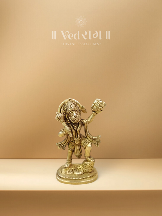 Brass Lankineebhanjana Hanuman Idol | Vanquisher of Lankini | Handcrafted Brass Murti Representing Courage & Righteous Power