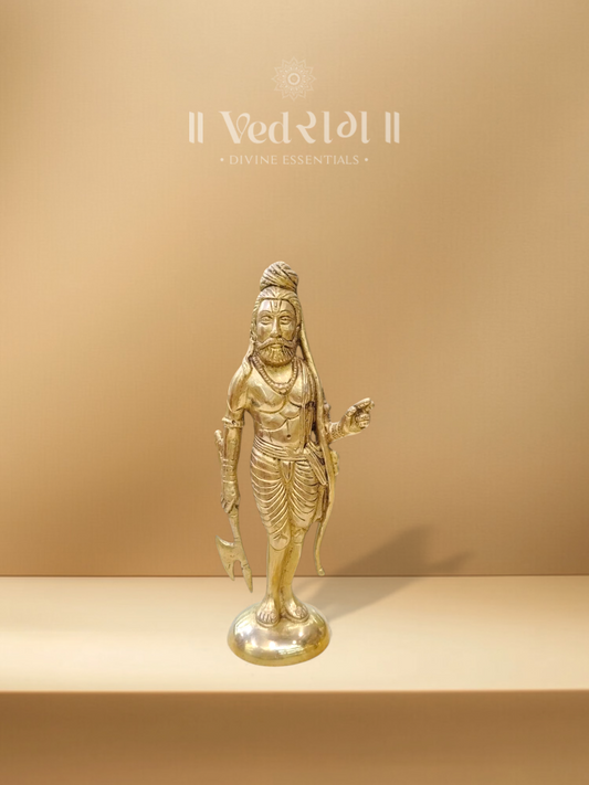 Brass Parshuram Ji Idol | Handcrafted Brass Statue | Symbol of Valor, Duty & Divine Justice