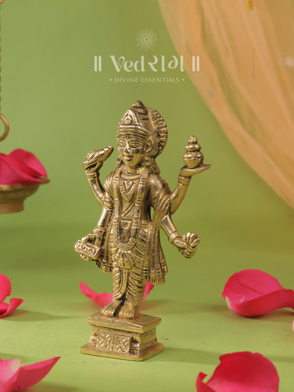 Brass Sushruta Dhanvantri Idol | Handcrafted Brass Statue of the God of Ayurveda & Healing | Vastu & Puja Idol for Health & Well-being | Antique Finish Décor