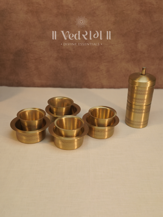 Brass Coffee Filter and Dabara Set | Traditional South Indian Filter Coffee Maker | Authentic Brass Coffee Brewer with Tumbler & Dabara for Rich Aroma