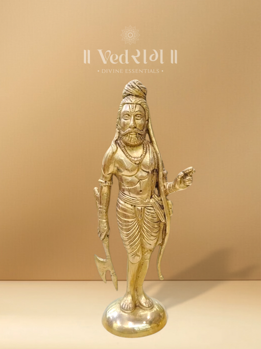 Brass Parshuram Ji Idol | Handcrafted Brass Statue | Symbol of Valor, Duty & Divine Justice