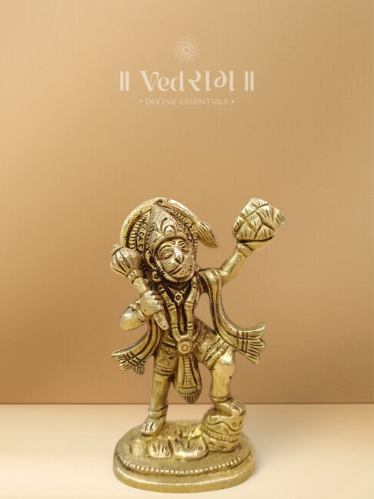 Brass Lankineebhanjana Hanuman Idol | Vanquisher of Lankini | Handcrafted Brass Murti Representing Courage & Righteous Power