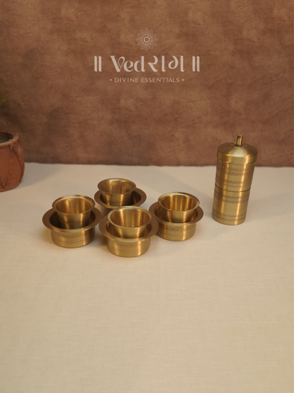 Brass Coffee Filter and Dabara Set | Traditional South Indian Filter Coffee Maker | Authentic Brass Coffee Brewer with Tumbler & Dabara for Rich Aroma