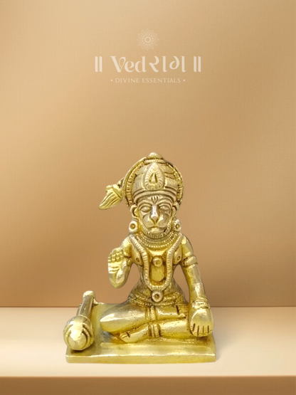 Brass Shakti Murti of Lord Hanuman | Handcrafted Divine Idol Symbolizing Supreme Power & Devotion | Spiritual Brass Statue for Home Temple & Décor