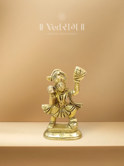 Brass Pingalaksha Hanuman Idol | Divine Brass Statue with Golden Eyes of Strength & Devotion | Handcrafted Hanuman Murti for Home Temple & Spiritual Décor