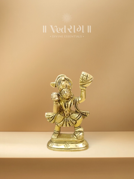 Brass Pingalaksha Hanuman Idol | Divine Brass Statue with Golden Eyes of Strength & Devotion | Handcrafted Hanuman Murti for Home Temple & Spiritual Décor