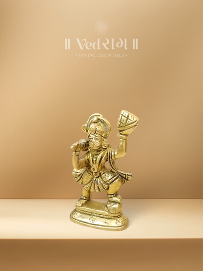 Brass Pingalaksha Hanuman Idol | Divine Brass Statue with Golden Eyes of Strength & Devotion | Handcrafted Hanuman Murti for Home Temple & Spiritual Décor
