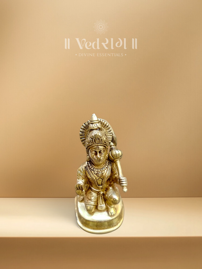 Brass Mahatejas Hanuman Idol | Radiant Brass Statue Symbolizing Divine Energy & Valor | Handcrafted Hanuman Murti for Home Temple & Sacred Spaces