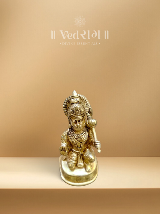 Brass Mahatejas Hanuman Idol | Radiant Brass Statue Symbolizing Divine Energy & Valor | Handcrafted Hanuman Murti for Home Temple & Sacred Spaces