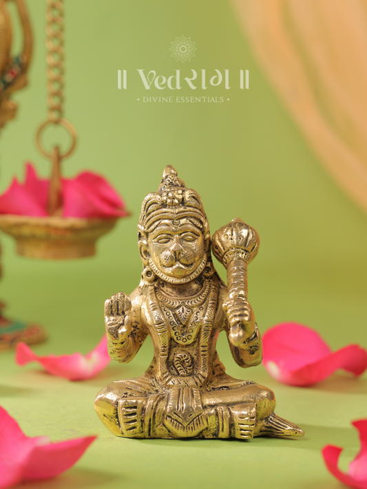Brass Rambhakt Hanuman | Devotional Hanuman Idol for Strength & Bhakti