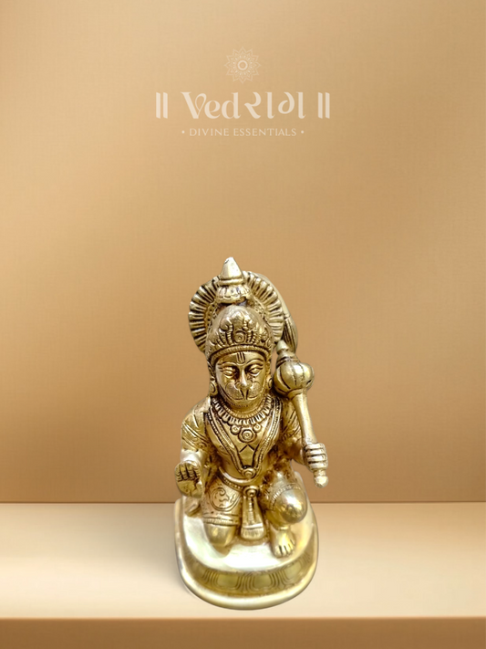 Brass Mahatejas Hanuman Idol | Radiant Brass Statue Symbolizing Divine Energy & Valor | Handcrafted Hanuman Murti for Home Temple & Sacred Spaces