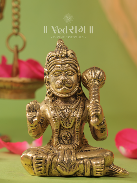 Brass Rambhakt Hanuman | Devotional Hanuman Idol for Strength & Bhakti