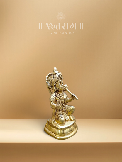 Brass Mahatejas Hanuman Idol | Radiant Brass Statue Symbolizing Divine Energy & Valor | Handcrafted Hanuman Murti for Home Temple & Sacred Spaces