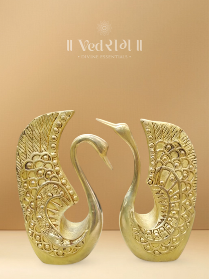 Brass Swan Statue | Handcrafted Brass Decorative Bird Figurine | Symbol of Grace, Purity & Beauty for Home & Office Decor | Antique Gold Finish