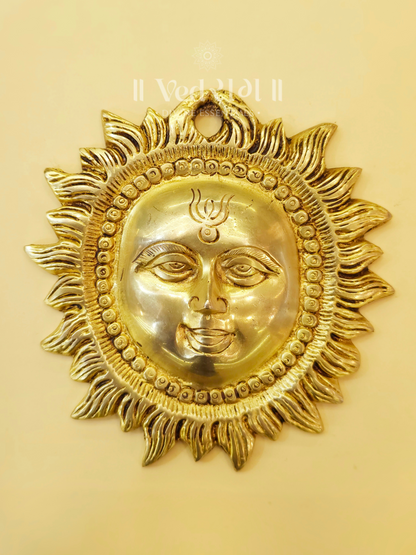 Brass Bhaskara Surya | Radiant Sun Idol for Positivity & Energy | Handcrafted Brass Sun Wall Hanging for Home, Temple & Office Décor