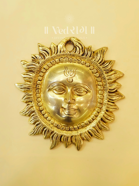 Brass Bhaskara Surya | Radiant Sun Idol for Positivity & Energy | Handcrafted Brass Sun Wall Hanging for Home, Temple & Office Décor