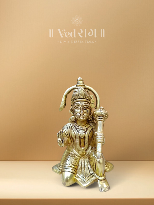 Brass Kapisenanayaka Hanuman Idol | Commander of the Vanara Army | Handcrafted Brass Murti for Devotion, Power & Protection