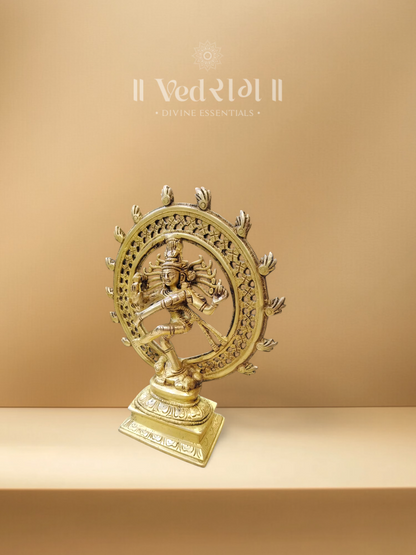 Brass Natraj Statue | Handcrafted Dancing Shiva Idol | Symbol of Cosmic Energy & Art | Antique Brass Finish for Home and Temple Decor